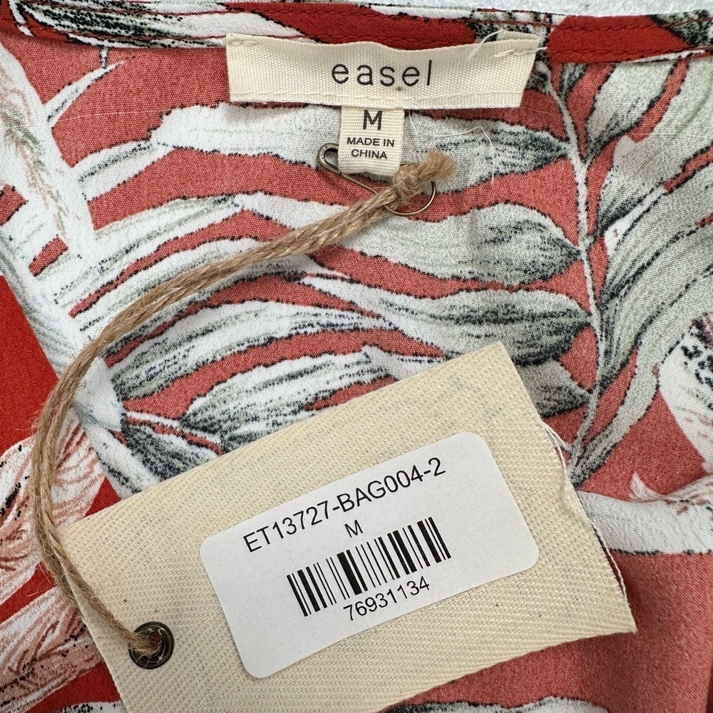 NWT Easel Palm Leaf Printed Button Front Duster E… - image 5